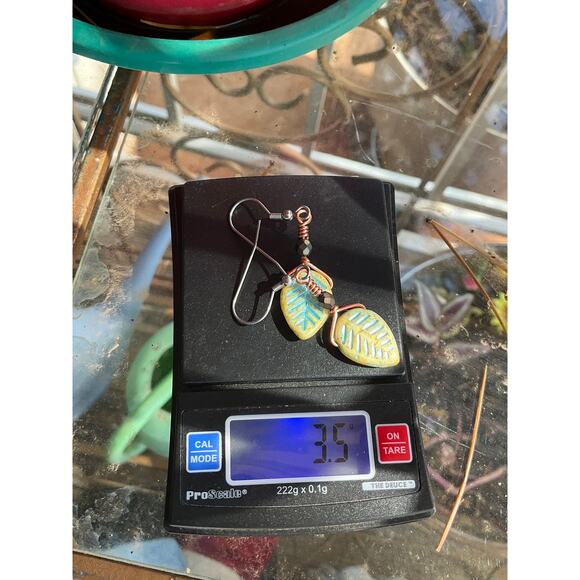 Elvin Czech Leaves, Wire Wrapped Earrings - Picture 9 of 11